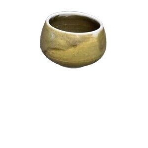 Yellow Earth Tones Pottery USA Small Round Orb Planter Vase Marked 4" x 2"